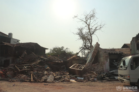 Earthquake destruction in Myanmar